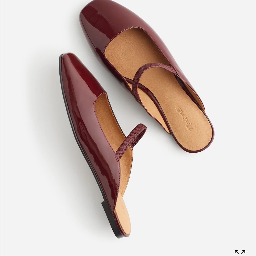 Madewell Red Flats with Square Toe and Glossy Finish
